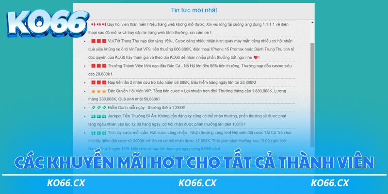 Các khuyến mãi hot cho tất cả thành viên nhà cái